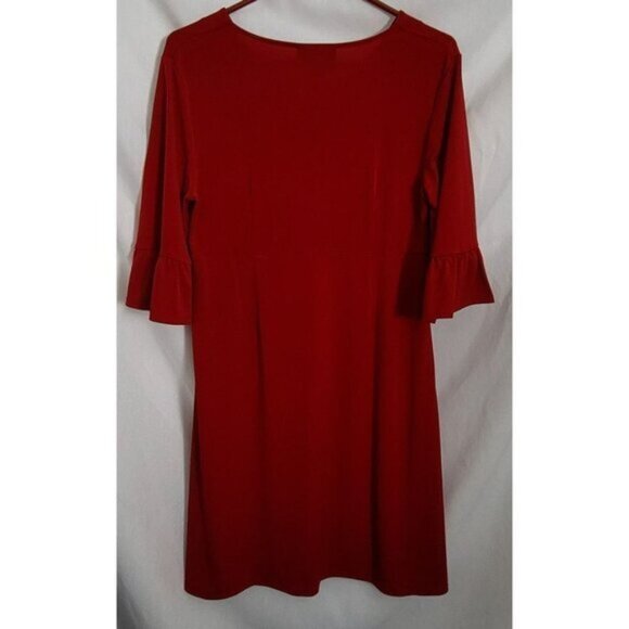 Monterey Bay Red Dress elbow bell sleeves Midi Petite Medium UNWORN NWOT - Picture 3 of 9